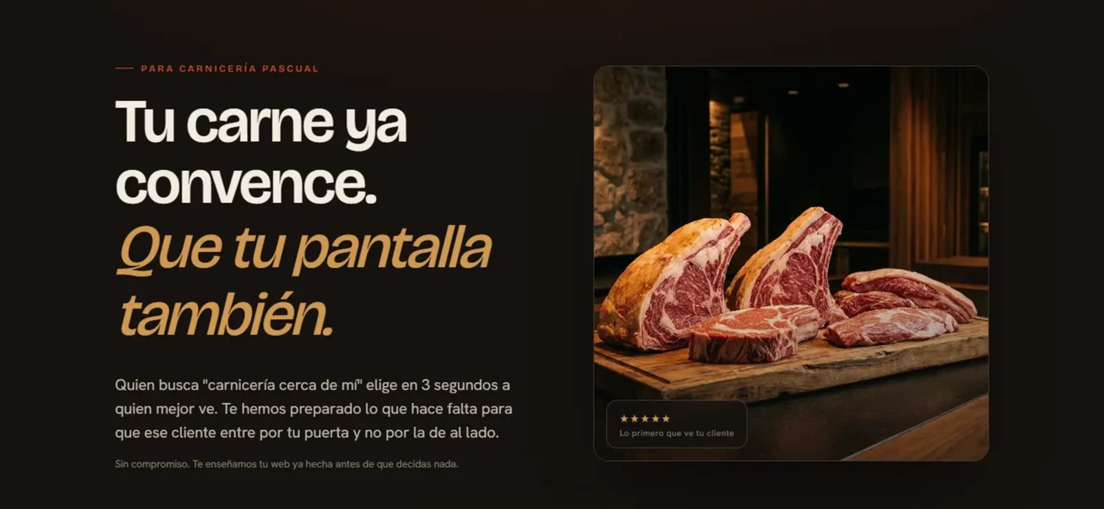 Web para carnicería tradicional: producto real, cálida y con carácter